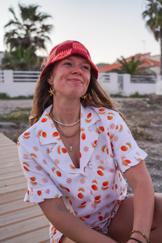 Korte mouw ruffle blouse - Orange Dream