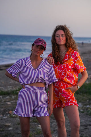 Korte mouw ruffle blouse - Berry Breeze