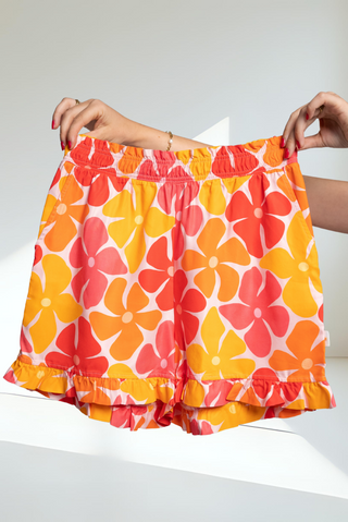 Ruffle short - Sunset Bloom